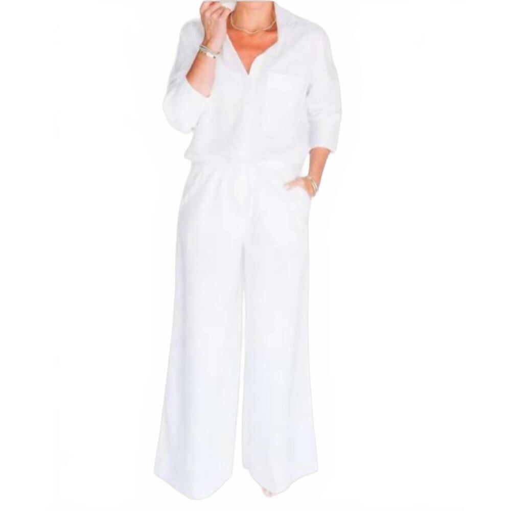 NEW HANCOCK FASHION temple wide leg pant in white
